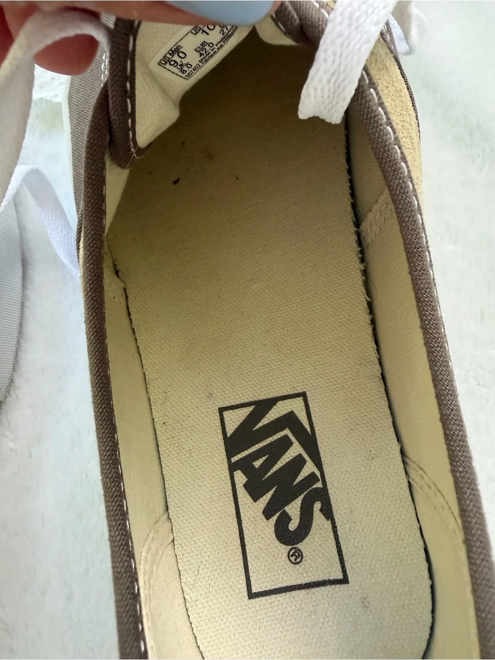 Vans Authentic Canvas/Suede Block Brown Two-Tone Sneakers Size 9 Mens Low Top
